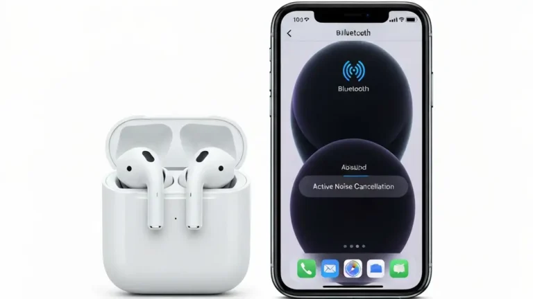 AirPods Pro z wyłączonym ANC – ekran iPhone'a pokazujący ustawienia tłumienia szumów