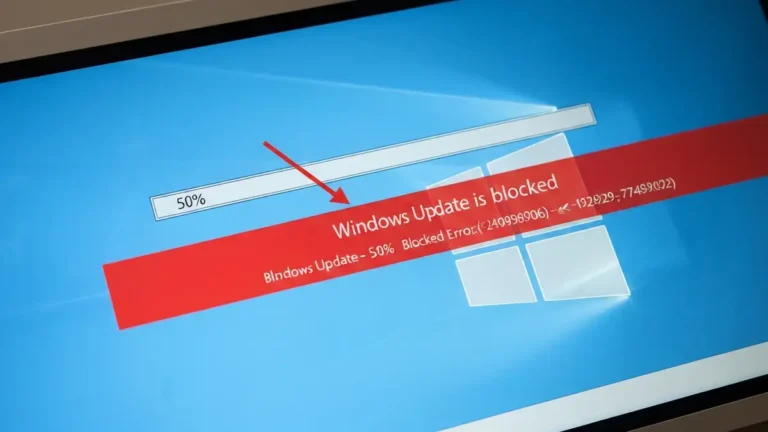 Ekran Windows Update blokada instalacji aktualizacji