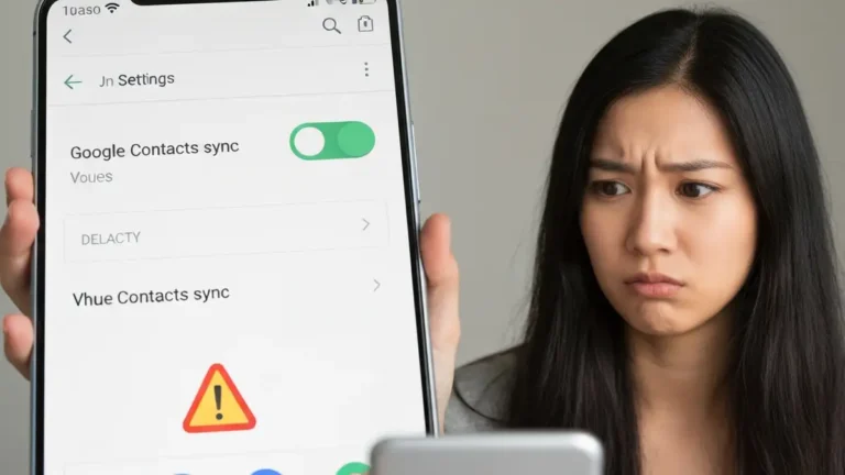 Ekran ustawień Android z wyłączoną synchronizacją kontaktów Google