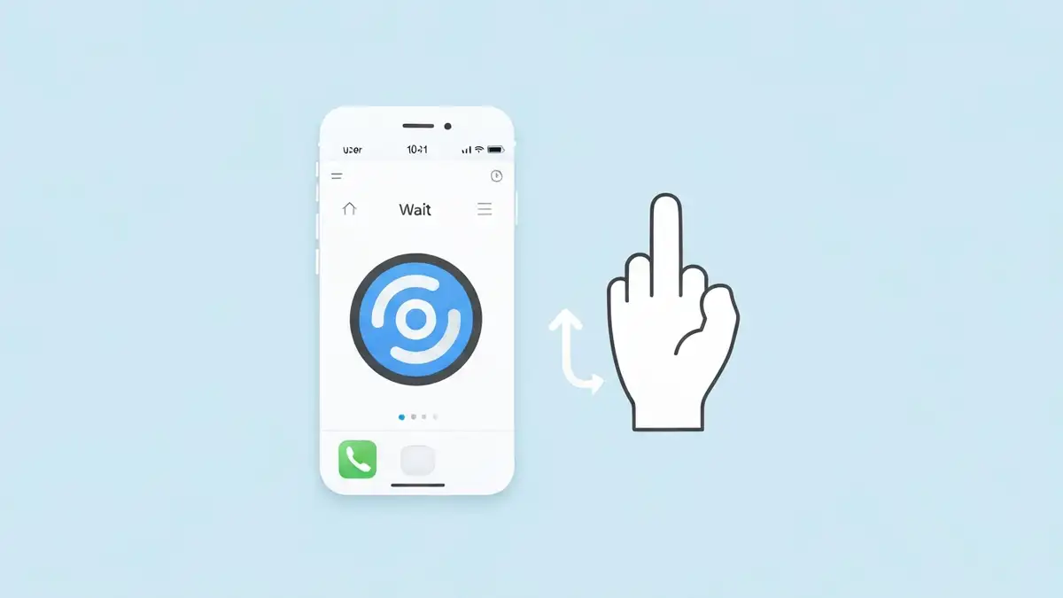 iPhone z wyskakującą ikoną aplikacji i komunikatem o zawieszeniu się aplikacji po aktualizacji