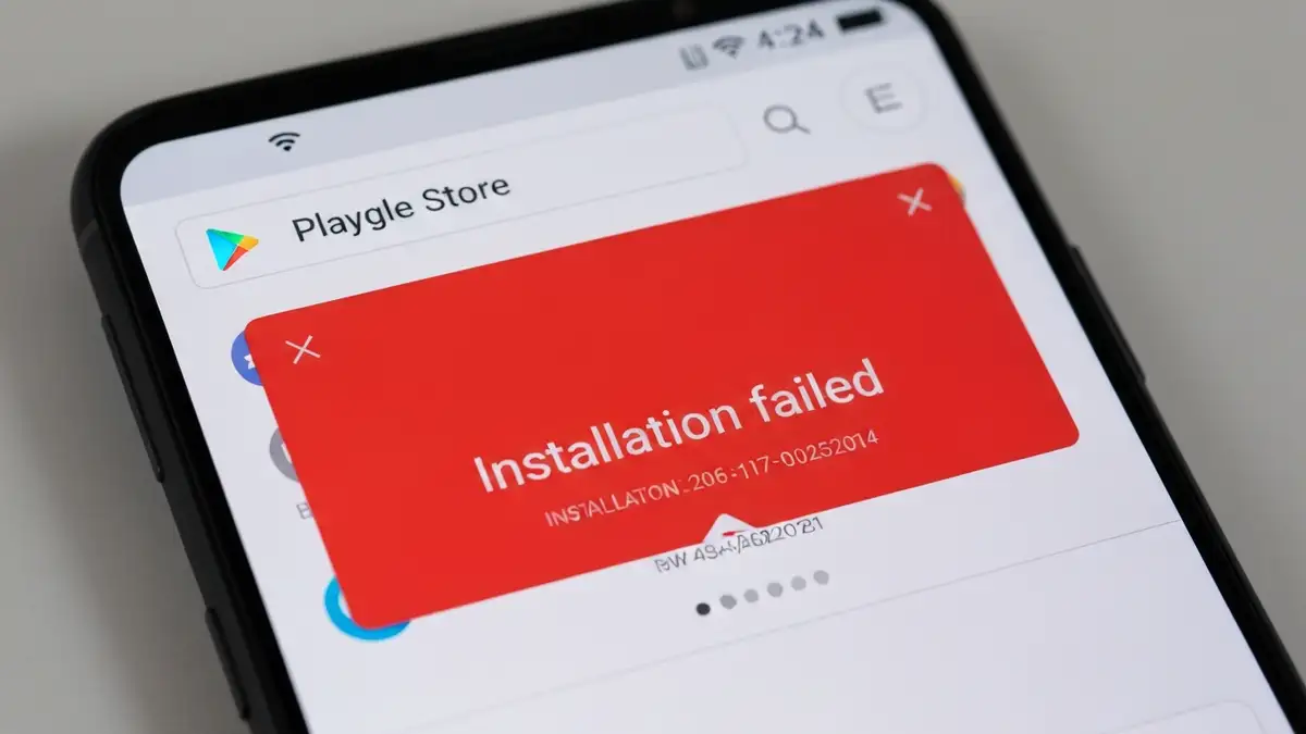 Ekran błędu instalacji aplikacji z Google Play na smartfonie Android - komunikat o błędzie z kodem