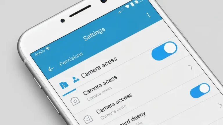 Ekran Ustawienia Android z panelem Uprawnienia aplikacji i opcją dostępu do aparatu