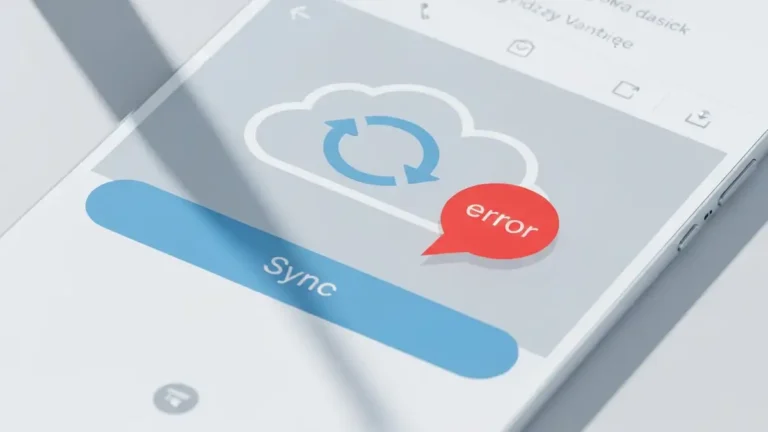 Ekran smartfona pokazujący ikonę synchronizacji danych w chmurze z błędem