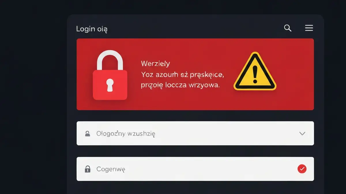 Ekran bankowości online z komunikatem o zablokowanym koncie