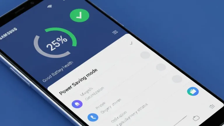 Ekran telefonu Samsung z widokiem One UI Power Saving i poziomem naładowania baterii