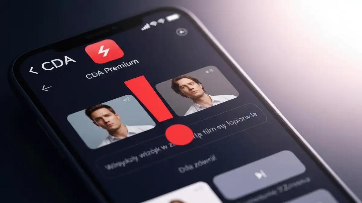 Ekran smartfona pokazujący błąd ładowania w aplikacji CDA Premium - film nie ładuje się