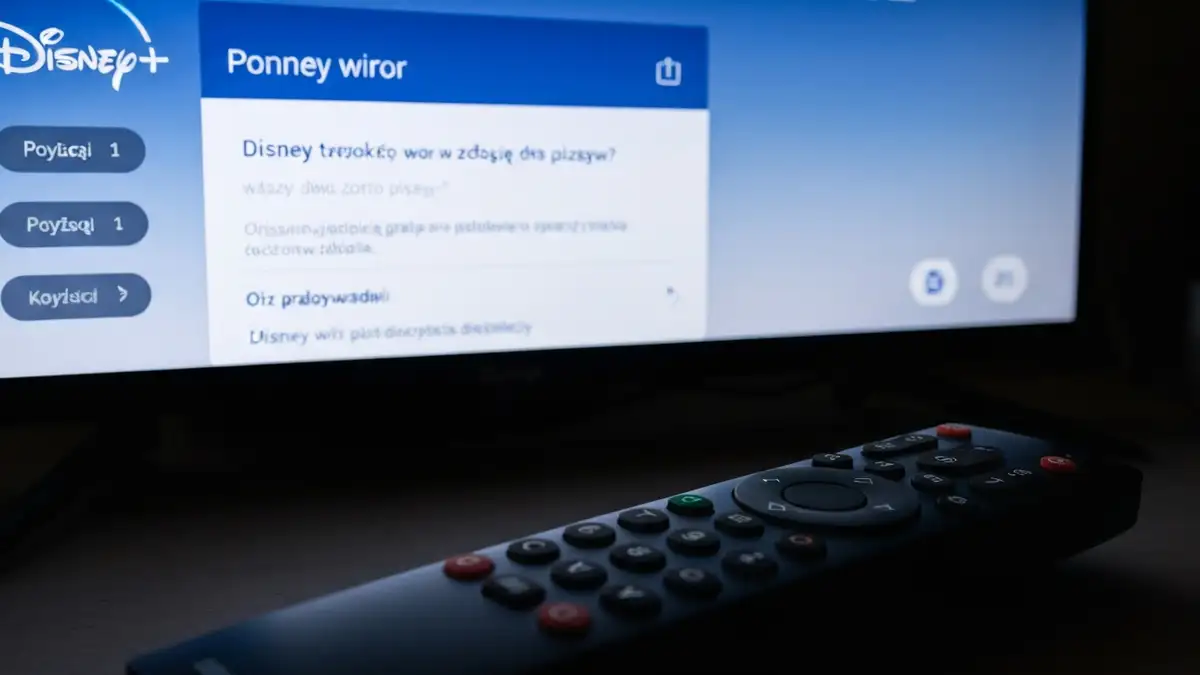 Ekran błędu Disney+ z symbolem braku połączenia i wskaźnikami diagnostycznymi