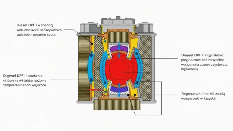 Schemat budowy DPF filtra cząstek stałych w samochodzie diesel