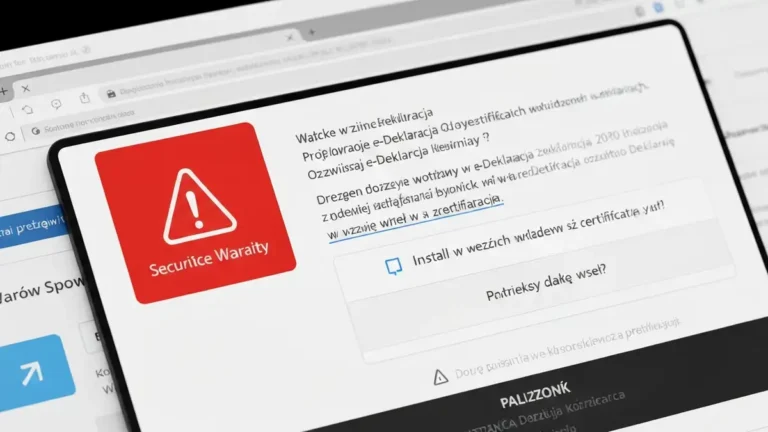 Błąd certyfikatu w e-Deklaracji na ekranie przeglądarki