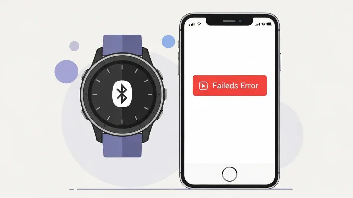 Zegar Garmin z ikoną Bluetooth i telefon z błędem połączenia