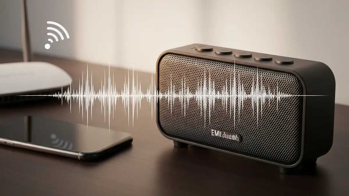 Głośnik Bluetooth emitujący szumy syczenia i buzowania z powodu interferencji elektromagnetycznej