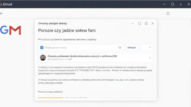 Ekran błędu wysyłania wiadomości w Gmailu z wiadomością o problemie z serwerem