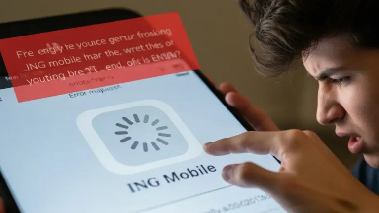 Ekran smartfona z błędem w aplikacji ING Mobile - zawieszona aplikacja bankowości