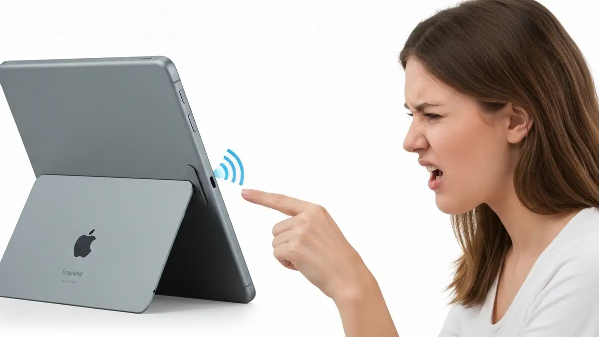 iPad z wyłączonym głośnikiem i przełącznikiem Ciszy - krok diagnostyki problemu