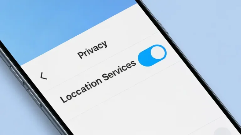 Ekran iPhone z włączonymi usługami lokalizacji w ustawieniach prywatności