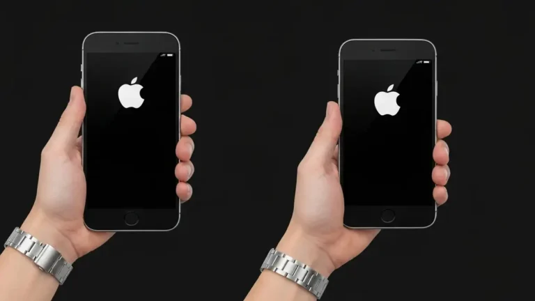 iPhone z logo Apple na czarnym ekranie podczas procedury twardego resetu