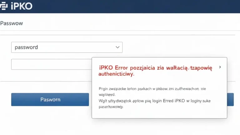 Ekran błędu logowania iPKO - komunikat nie można zalogować się do banku