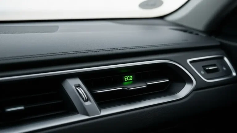 Zielona kontrolka ECO świecąca na desce rozdzielczej samochodu Toyota