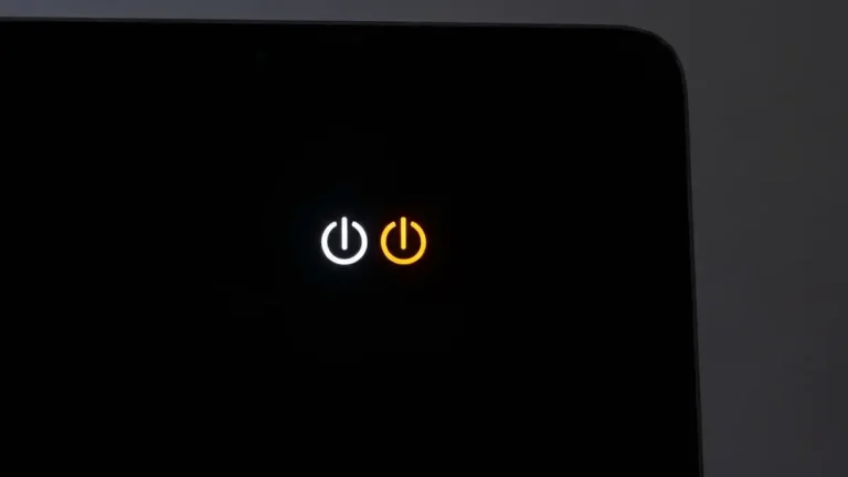 MacBook z czarnym ekranem i podświetlonymi diodami LED zasilania - ilustracja problemu niemożliwości uruchomienia