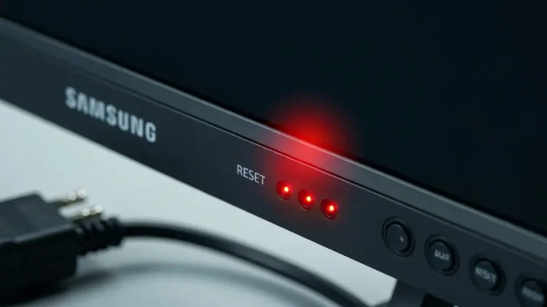 Monitor Samsung z migającą diodą sygnalizacyjną podczas diagnostyki problemu z zasilaniem