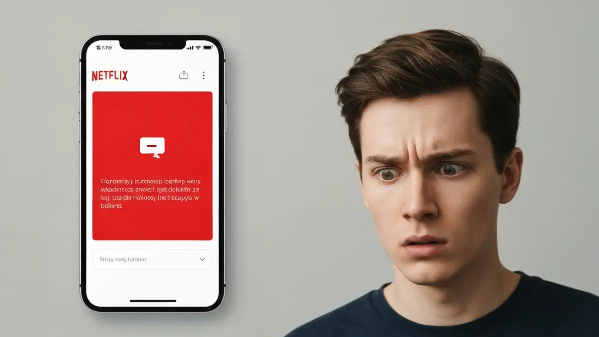 Ekran błędu logowania do Netflix na smartfonie z polskim tekstem – zepsute połączenie i zapomniane hasło