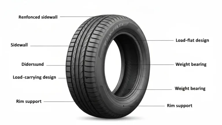 Opona RunFlat bez powietrza, przekrój technologiczny pokazujący wzmocnioną ścianę boczną