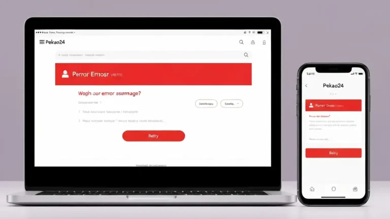 Komunikat błędu dostępu do Pekao24 na ekranie laptopa i smartfona