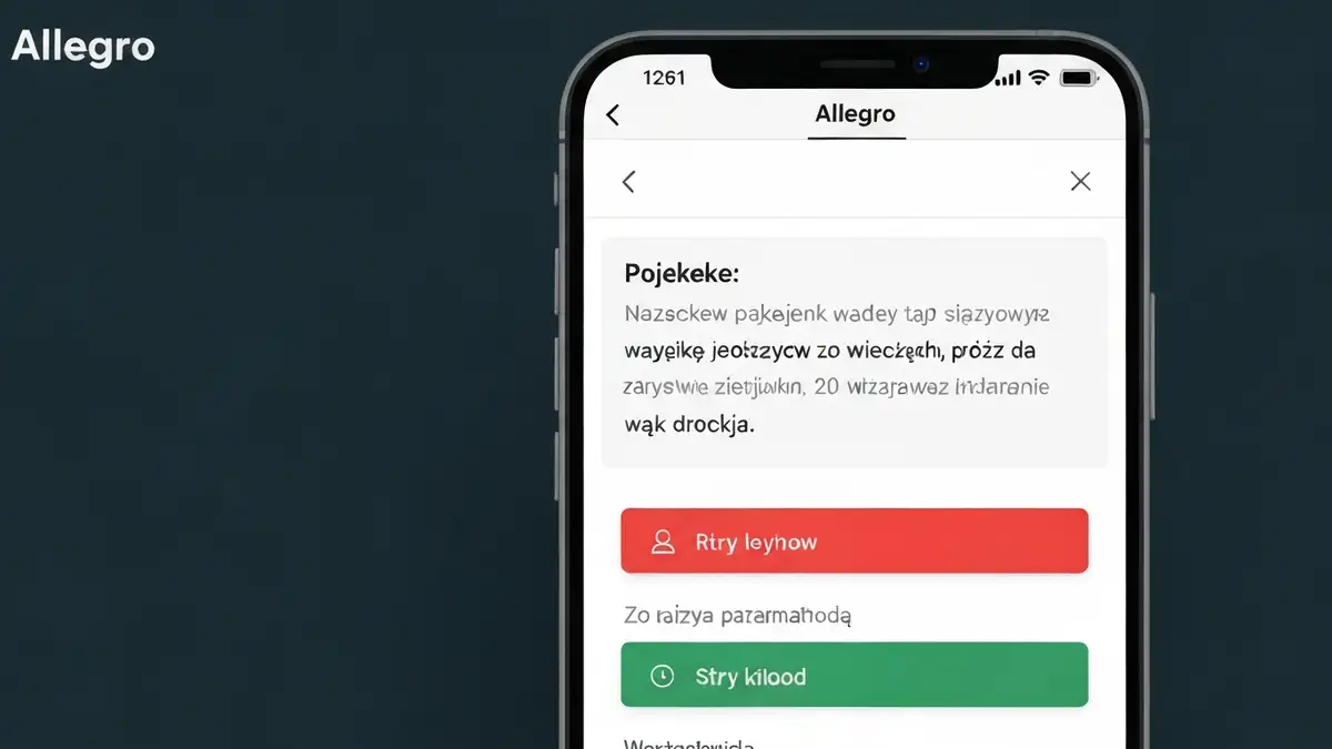 Ekran błędu płatności na Allegro z opcją zmiany metody i ponowienia transakcji