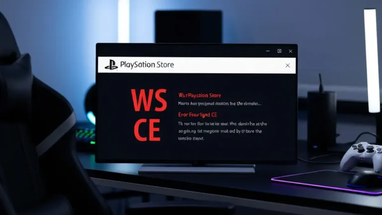 Ekran błędu PlayStation Store z kodami WS i CE na konsoli PS4 i PS5