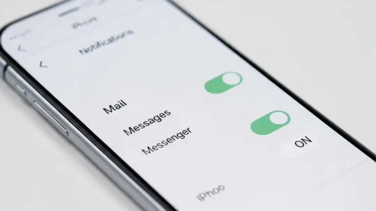 Ekran iPhone'a pokazujący ustawienia powiadomień z włączonymi alertami dla aplikacji