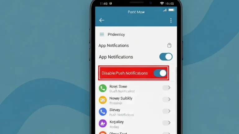 Ekran Android z otwartym panelem powiadomień i wyłączonym przełącznikiem powiadomień push