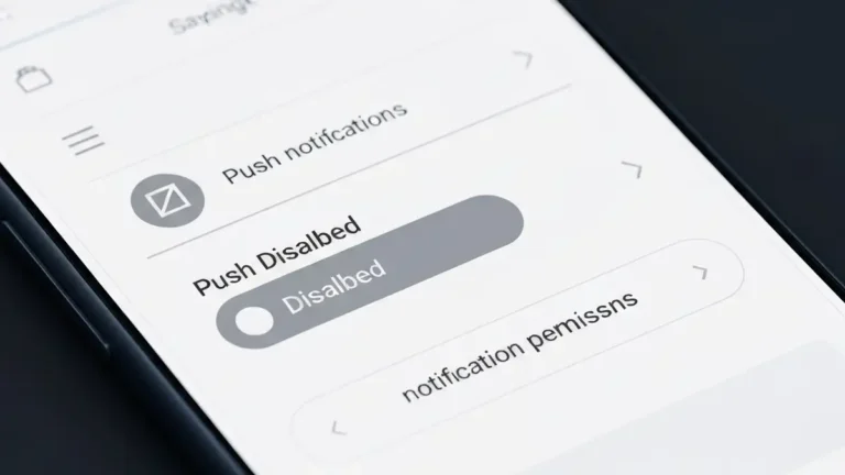 Ekran Android z wyłączonymi powiadomieniami push – diagrama ustawień