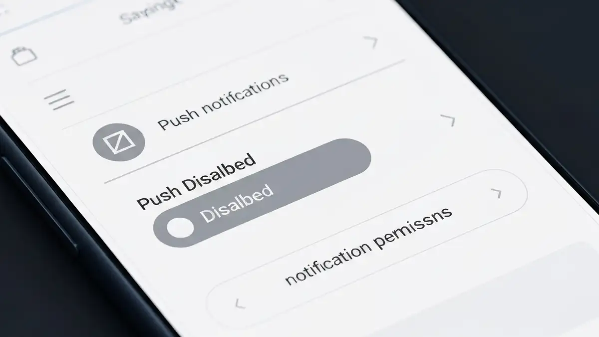 Ekran Android z wyłączonymi powiadomieniami push – diagrama ustawień