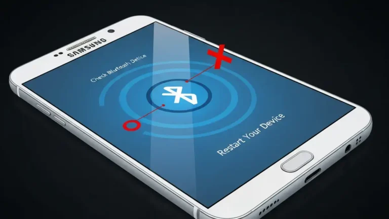 Samsung smartfon z ikoną Bluetooth i symbolem rozłączenia