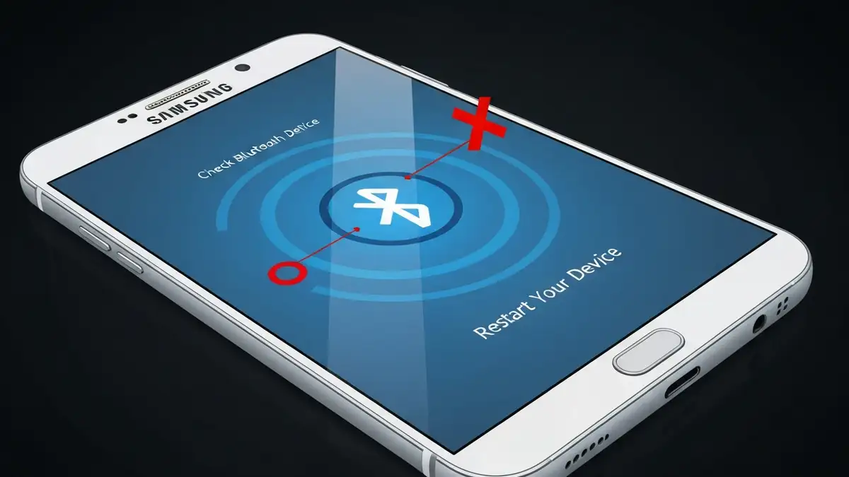 Samsung smartfon z ikoną Bluetooth i symbolem rozłączenia