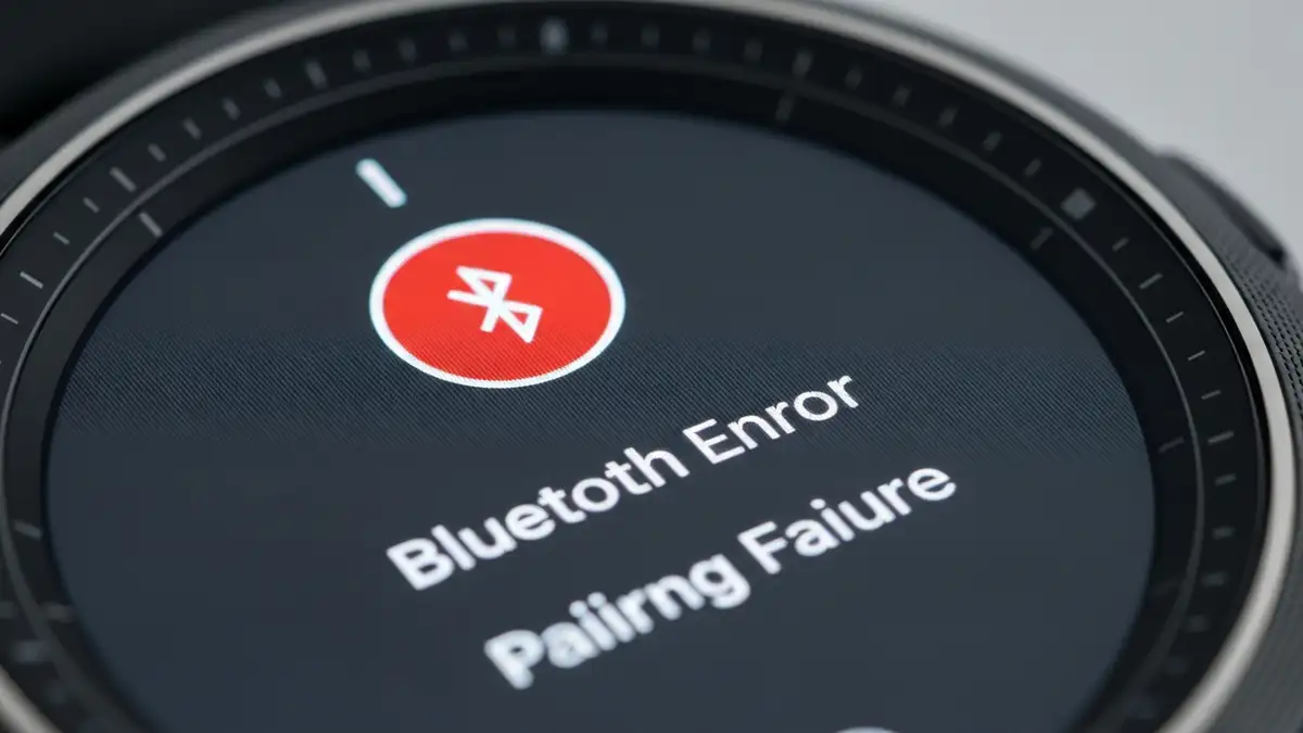 Samsung Galaxy Watch z błędem parowania Bluetooth - ekran smartwatcha z symbolem Bluetooth