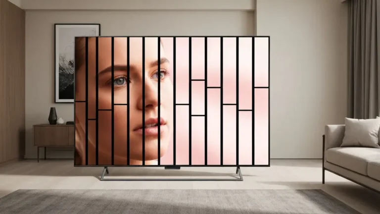 Ekran telewizora Samsung Neo QLED z widocznymi czarnymi pasami na ekranie