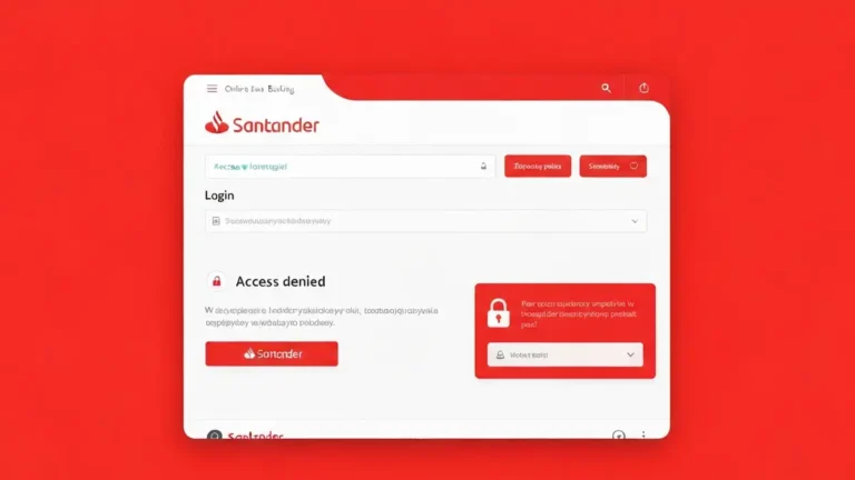 Zablokowany ekran logowania do bankowości Santander z komunikatem błędu dostępu