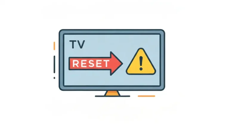 Ikona resetowania Smart TV z ostrzeżeniem – samoczyn reset do ustawień fabrycznych