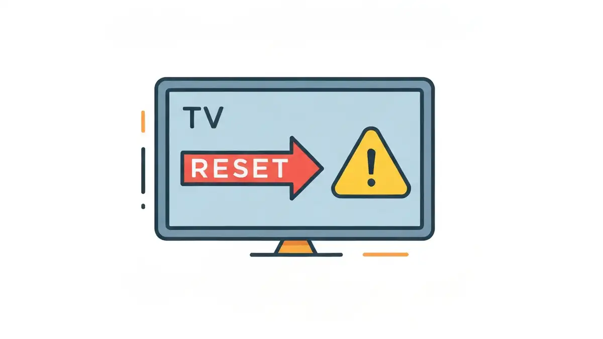 Ikona resetowania Smart TV z ostrzeżeniem – samoczyn reset do ustawień fabrycznych