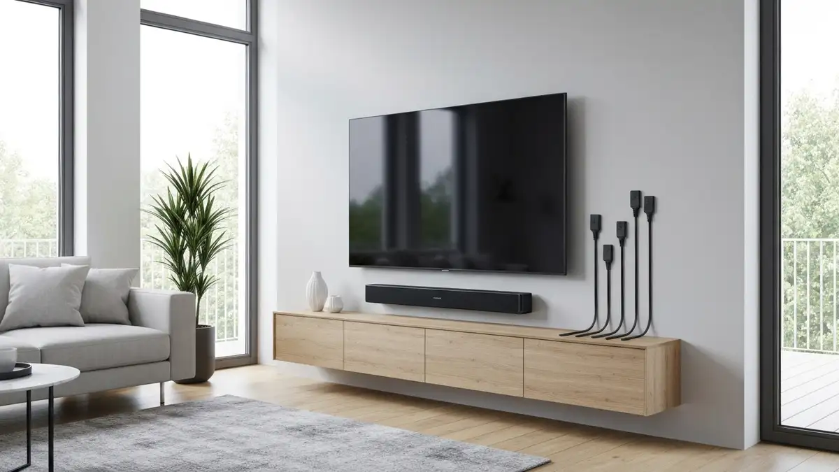 Soundbar podłączony do telewizora Samsung - schemat prawidłowego ustawienia bez echa
