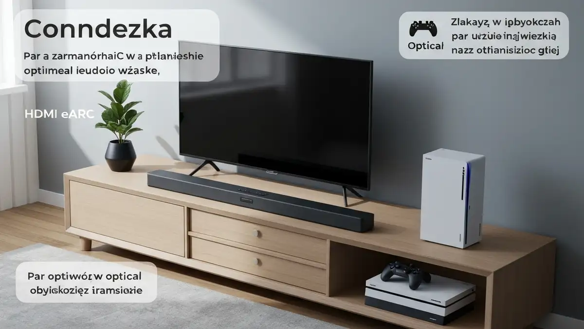 Soundbar podłączony do telewizora przez port HDMI eARC – schemat połączenia