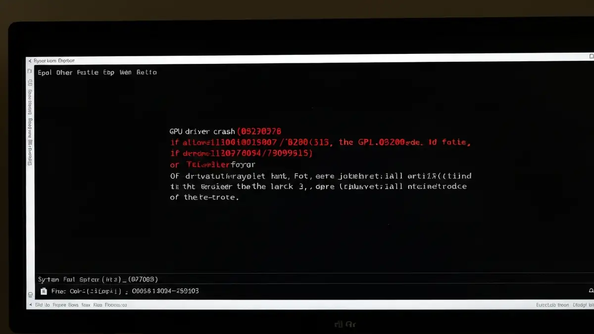 Ekran z komunikatem błędu sterownika grafiki w systemie Windows – czarny ekran z kodem błędu