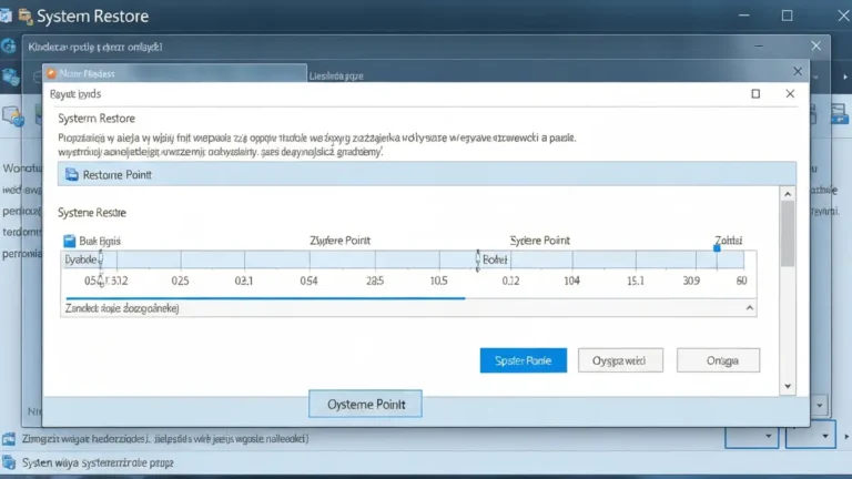Okno System Restore Windows z wyborem punktu przywracania