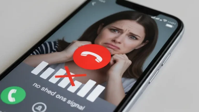 Smartfon z ikoną braku sygnału sieci komórkowej na ekranie