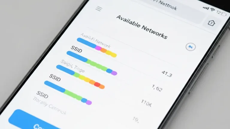 Ekran ustawień Wi-Fi na smartphonie z listą dostępnych sieci do połączenia