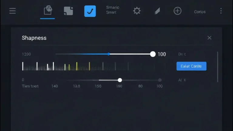 Menu ustawień ostrości i sharpness na telewizorze Smart TV - wyróżnione suwaki do regulacji