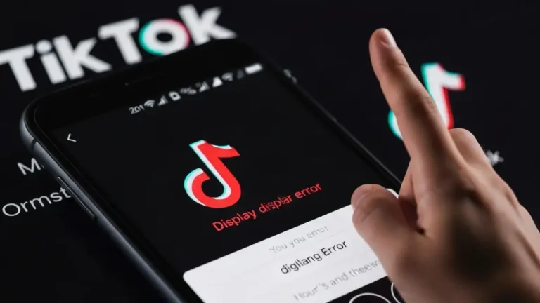 Czarny ekran aplikacji TikTok na telefonie z ikoną błędu