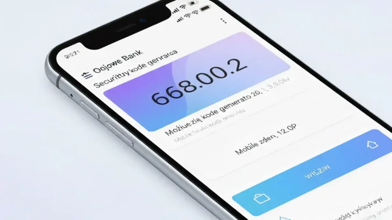 Ekran telefonu z wyświetloną aplikacją banku i generowanym kodem tokena mobilnego