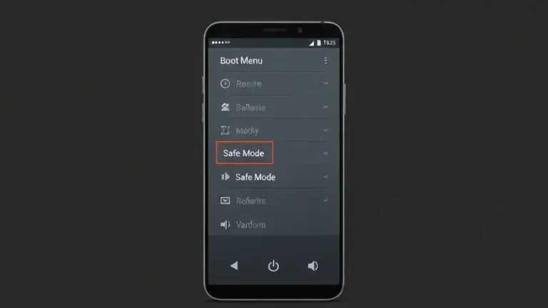 Ekran telefonu Android z opcjami restartu i menu trybu awaryjnego